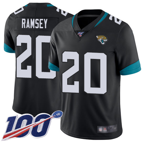 Jacksonville Jaguars #20 Jalen Ramsey Black Team Color Youth Stitched NFL 100th Season Vapor Limited Jersey->youth nfl jersey->Youth Jersey